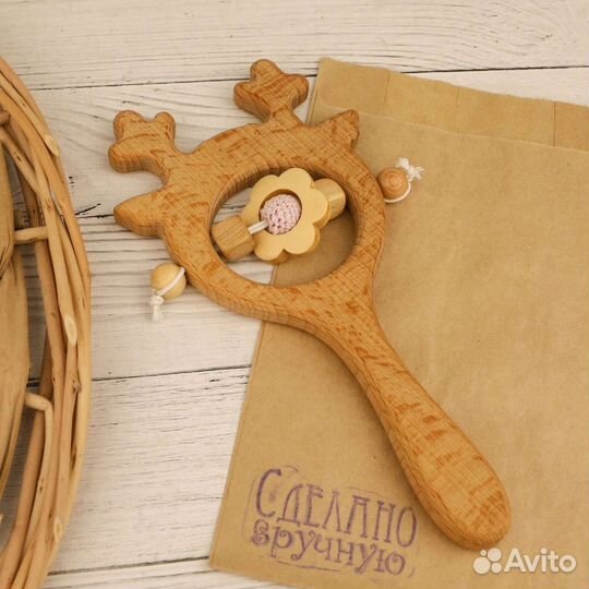 Погремушка деревянная, грызунок прорезыватель