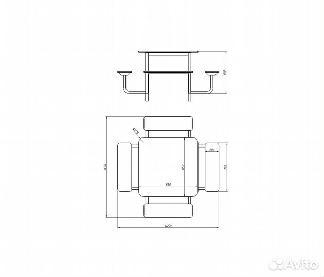 Стол со скамейками уличный детский (металл фанера)