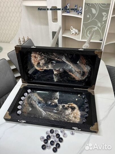 Нарды ручной работы со стеклом 