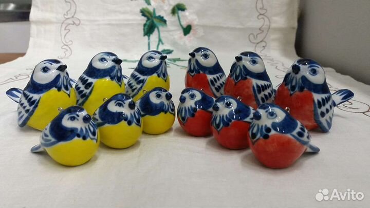 Птица елочная игрушка гжель