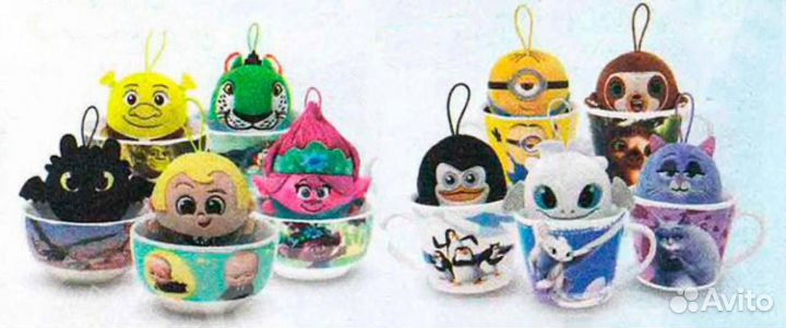 Игрушки в кружках и пиалах. Магнит. Новые