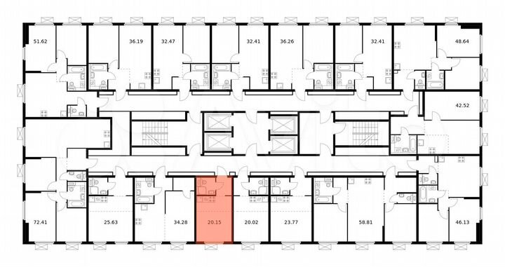 Квартира-студия, 20,2 м², 31/33 эт.