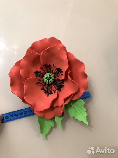 Заколка-брошь Мак из фоамирана