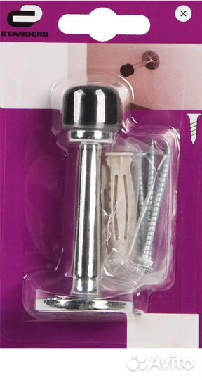 Стопор дверной Standers 8 см цам цвет хром/чёрный