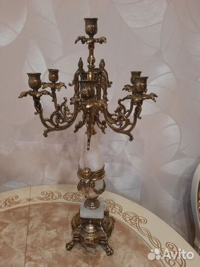 Подсвечник канделябр Бронза и мрамор