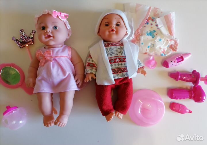 Кукла говорит с горшком, бутылочка и подгузником