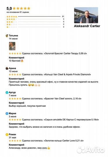 Кольцо Cartier золото, 6 бриллиантов 0,46ct