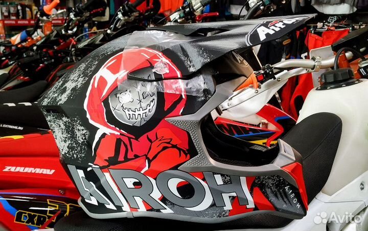 Шлем кроссовый airoh Wraap Alien Красный