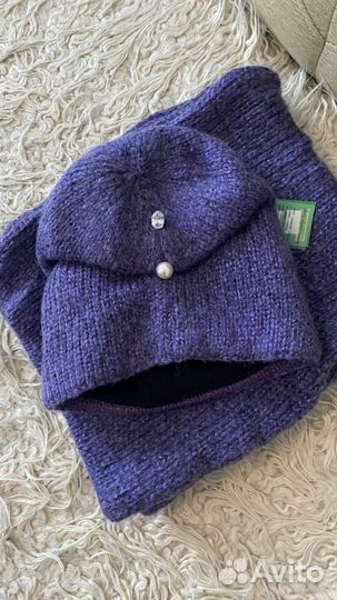 Комплект шапка и снуд зимний новый