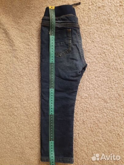 Джинсы утеплённые брюки флисовые детские р.104