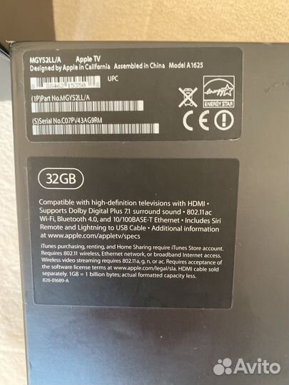 Apple TV 4 32 Gb (A1625)