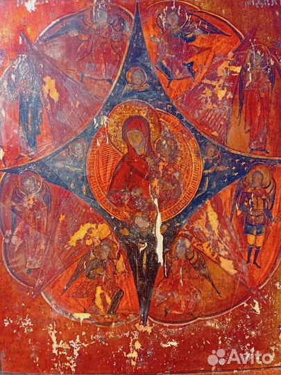 Старинная икона Неопалимая Купина От пожара