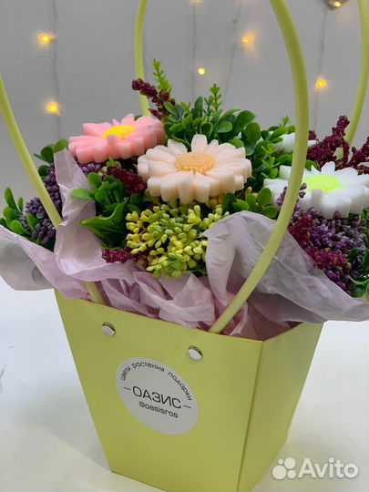 Мыло ручной работы, букет тюльпанов