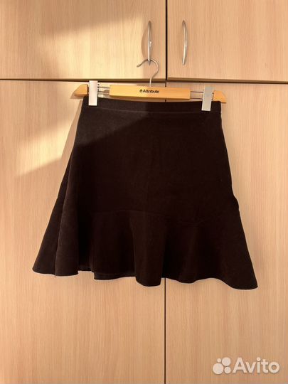 Чёрная юбка из искусственной замши, S