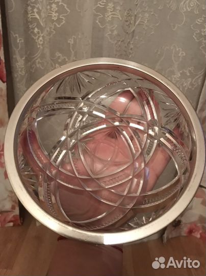 Ваза конфетница салатник Хрусталь с ободком