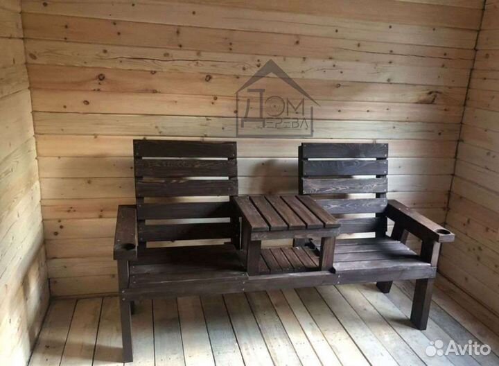 Лавочка со столиком подстаканник садовая мебель