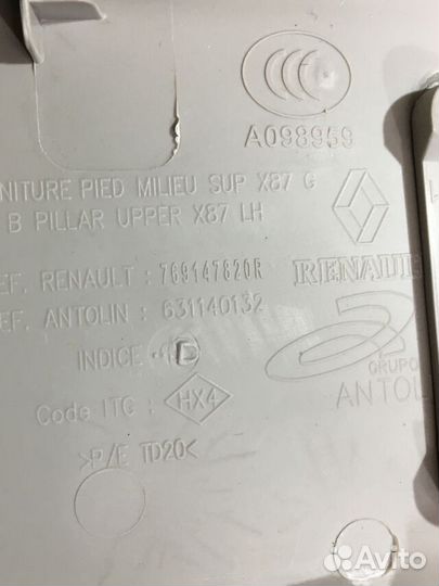 Обшивка центральной стойки верх лев renault kaptur