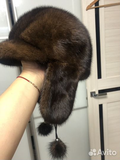 Шапка ушанка норковая женская