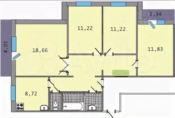 4-к. квартира, 84 м², 10/10 эт.