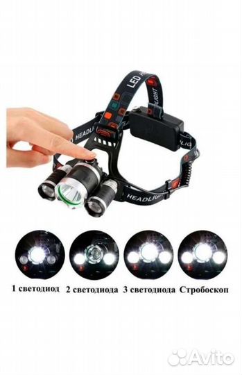 Фонарь налобный новый