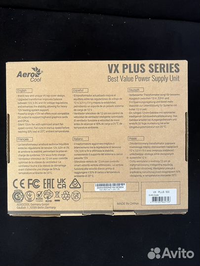 Блок питания aerocool vx plus series 500w