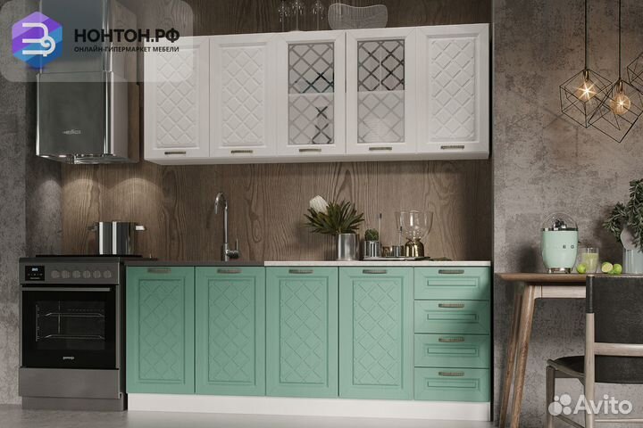 Кухня Агава 2.0 м акация белая / мята