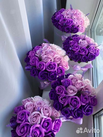 Букеты из мыльных цветов на 8 марта