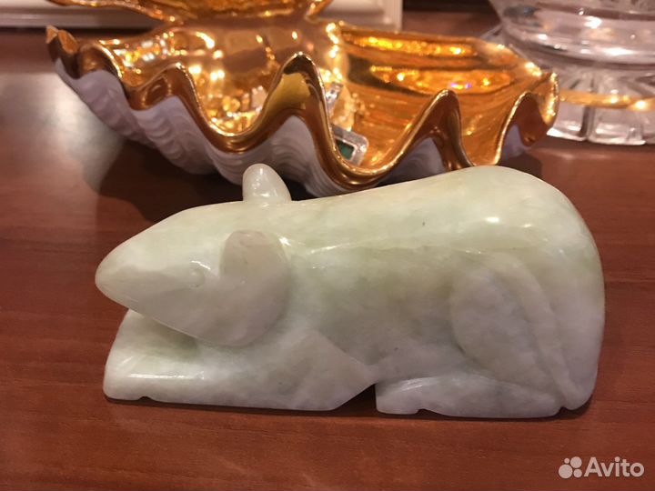 Нефрит, фигурка Крыска, винтаж