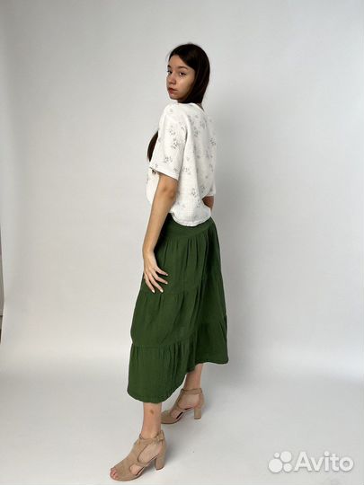 Юбка муслиновая зеленая 44-46