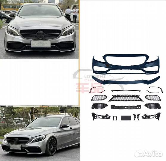 Передний бампер C63 для Mercedes C-Class W205 (дор