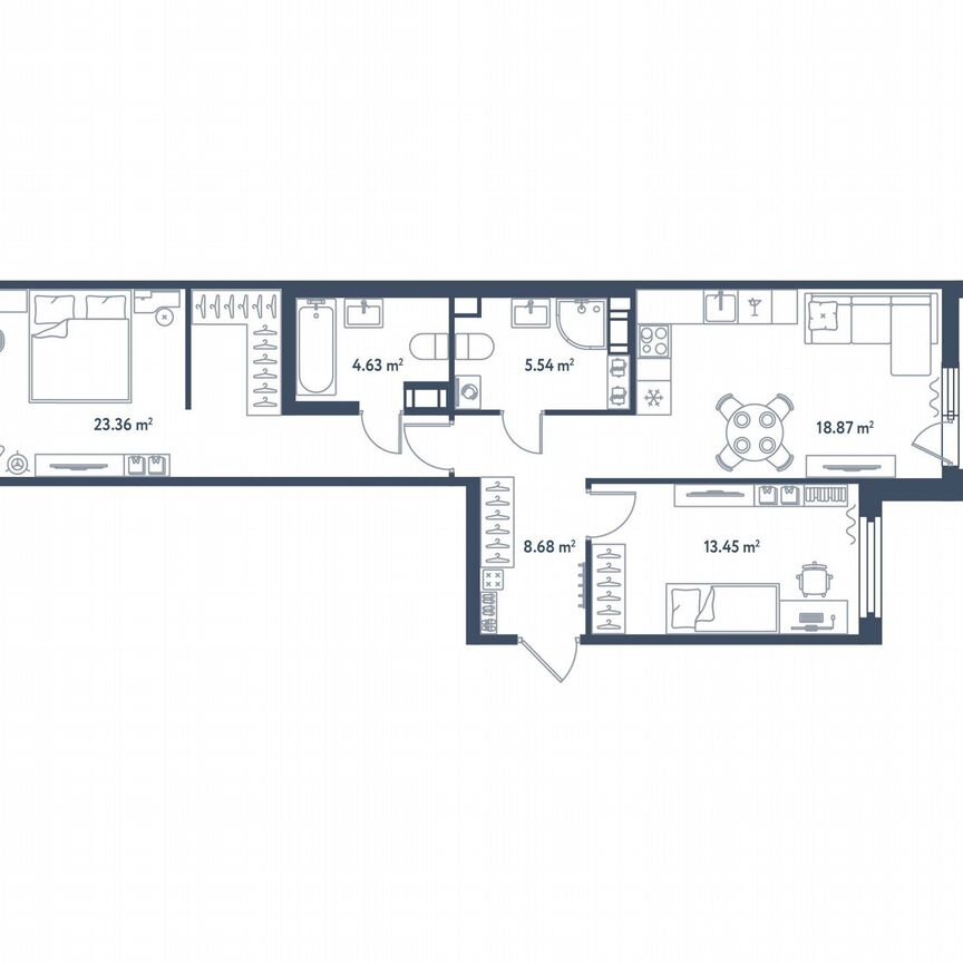 2-к. квартира, 76,4 м², 6/11 эт.