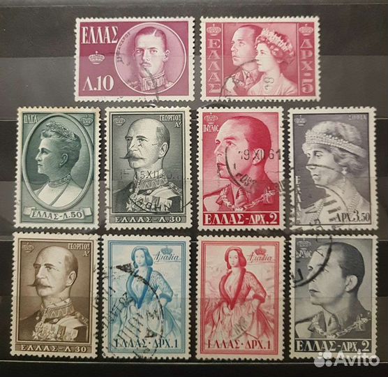 Марки Греции, серии полн/н/п/с надпечатками