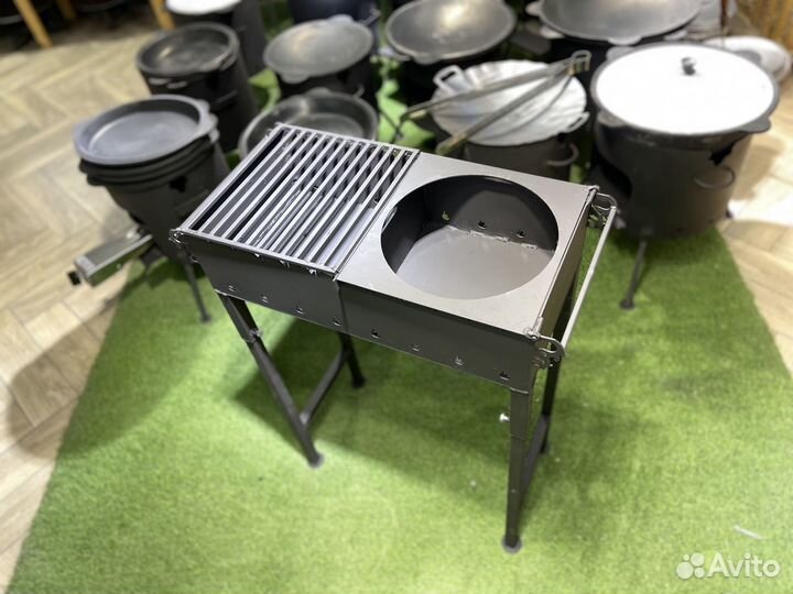 Мангал с подказанником и решеткой гриль. Разборный