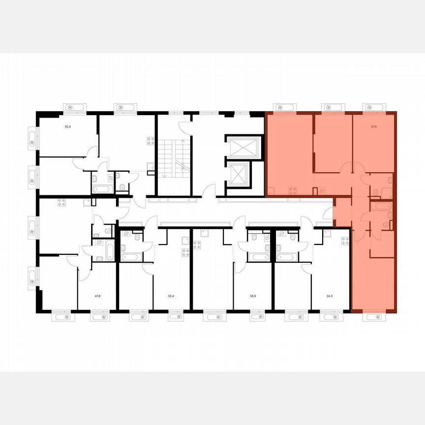 3-к. квартира, 87,6 м², 9/15 эт.