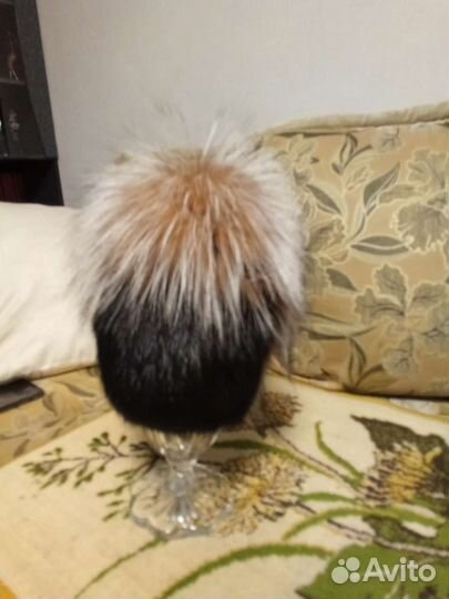Шапка новая,вязаная норка с чернобуркой