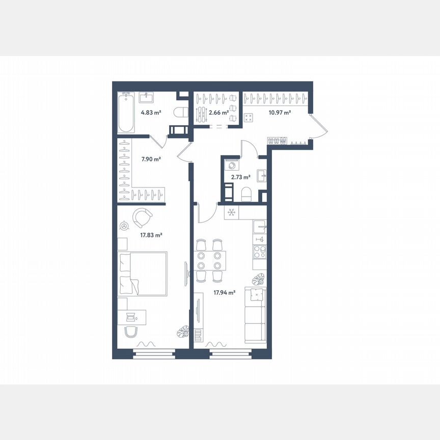 1-к. квартира, 64,9 м², 2/11 эт.