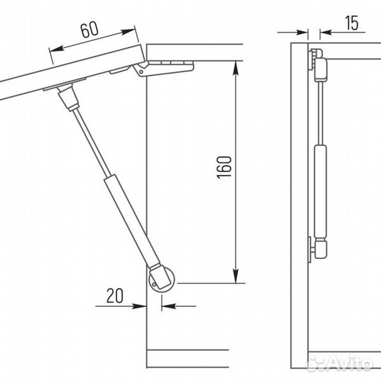 Газовый подъемник мини 60N, 160мм, серый
