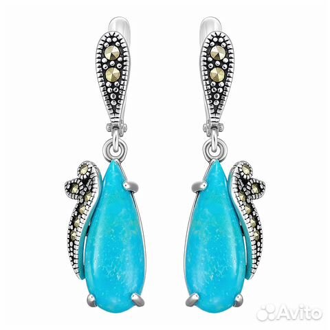 Продаю серебряные серьги с натуральной бирюзой