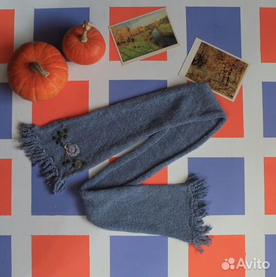 Винтажный женский шарф с вышивкой