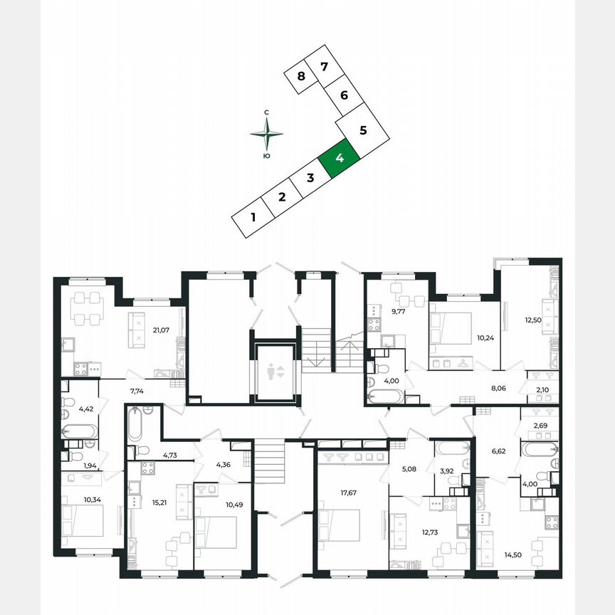 1-к. квартира, 45,3 м², 1/8 эт.