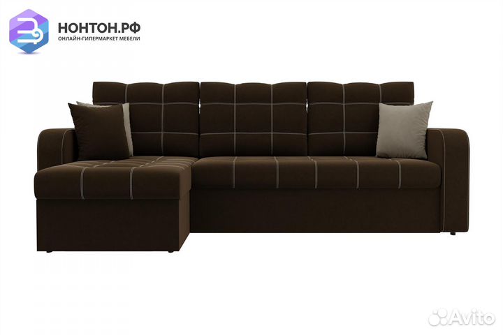 Диван угловой дельфин Ливерпуль микровельвет корич
