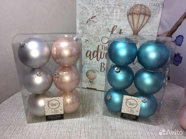 Шары новогодние 8 см.новые. (6 шт в упаковке)