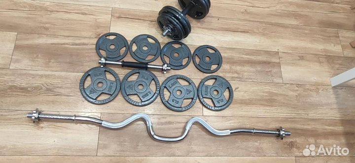 Новый набор гантели разборные + штанга