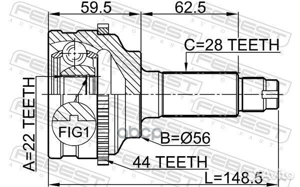 ШРУС наружный 22x56x28 (mazda 626 GF 1997-2002)