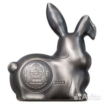 Монета Год Кролика фигурка серебро Монголия 2023 г