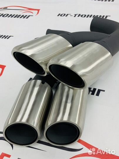 Насадки Порш двойные круглые 45 см хром Porsche