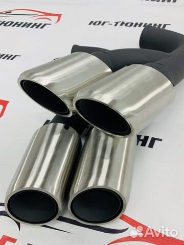 Насадки Порш двойные круглые 45 см хром Porsche