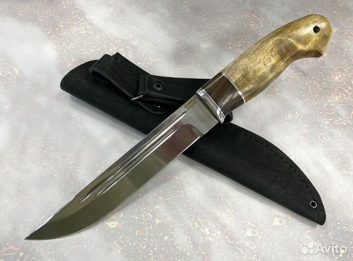 Нож Засапожный, кованая 95Х18, стаб.карельская бер