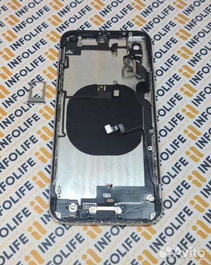 Корпус/задняя крышка iPhone X + шлейфа Silver