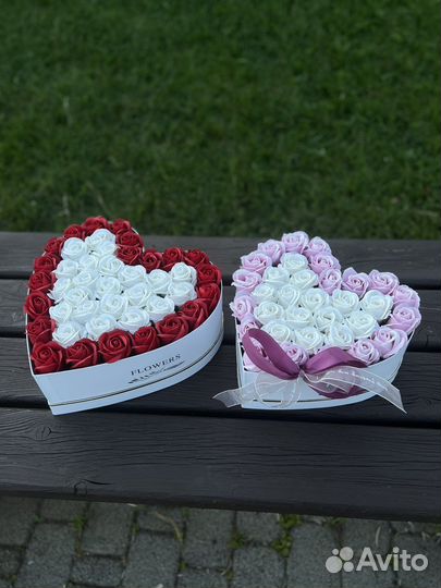 Розы коробка сердце